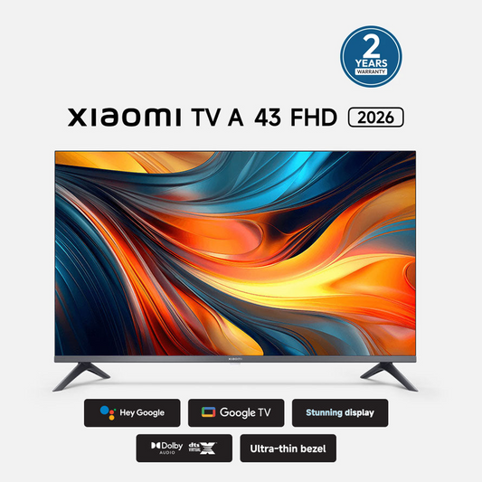 Xiaomi TV A 43″ FHD Smart Google TV (2026) – Bezel-less Metal Design, Dolby Audio, 20W Stereo, Voice Remote, Chromecast Built-in , 2 year Official warranty