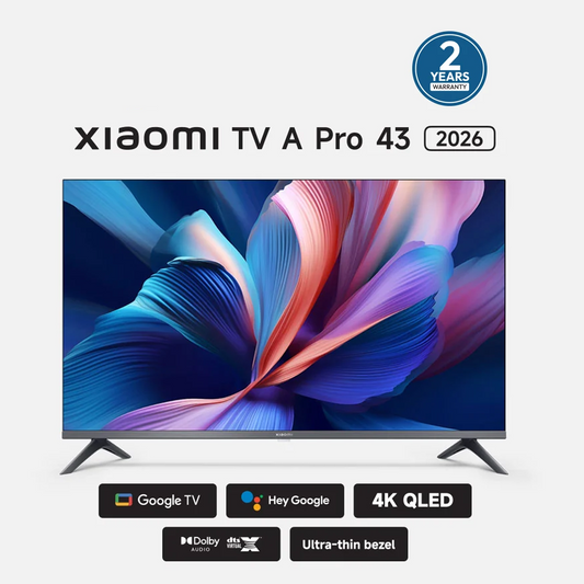 Xiaomi TV A Pro 43″ 2026 QLED 4K Smart Google TV – Quantum Dot, HDR10+, Dolby Vision & Atmos, Voice Assistant, Immersive Sound