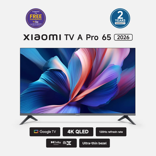 Xiaomi TV A Pro 65″ 2026 QLED 4K Smart Google TV – Quantum Dot, HDR10+, Dolby Vision & Atmos, Voice Assistant, Immersive Sound