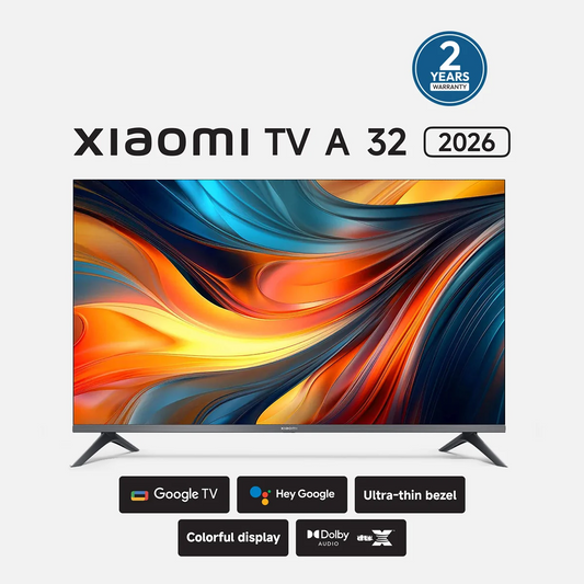 Xiaomi TV A 32" HD Ready Smart Google TV (2026) – Dolby Audio, DTS Virtual:X, Chromecast Built-in, Slim Metal Design