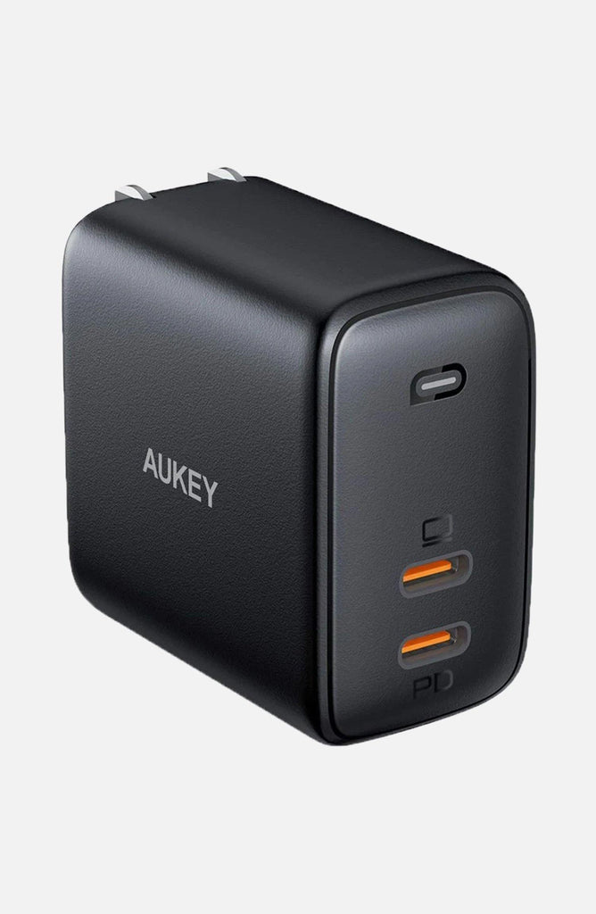 Aukey USB C Charger AUKEY Omnia 65W 2-Port FastCharger Foldable USB-C Charger with GaNFast Tech & Dynamic Detect - Airkart